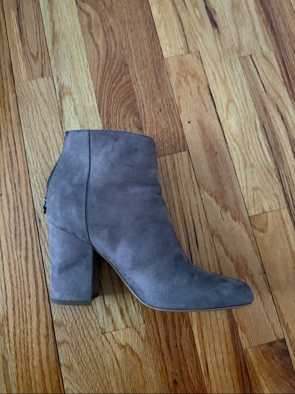 Steve Madden Taupe Suede Ankle Booties with Block Heel